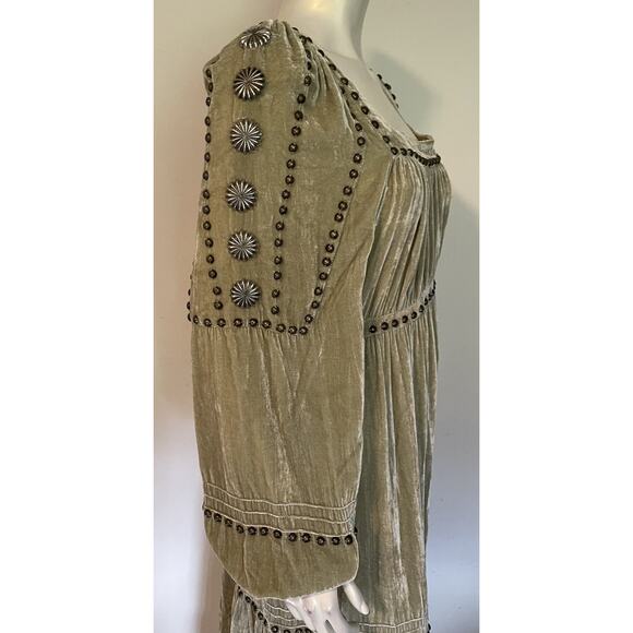 Double D Ranch Velvet Blessing Dress NWT XL Conchos Studs Greystone Sage Green - Picture 4 of 15